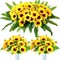 3 Pieces Artificial Cemetery Flowers for Headstone Memorial Day Flowers Funeral Headstone Saddle Sunflowers Bouquets with Vase for Outdoor Tombstone Grave Decoration(Yellow)